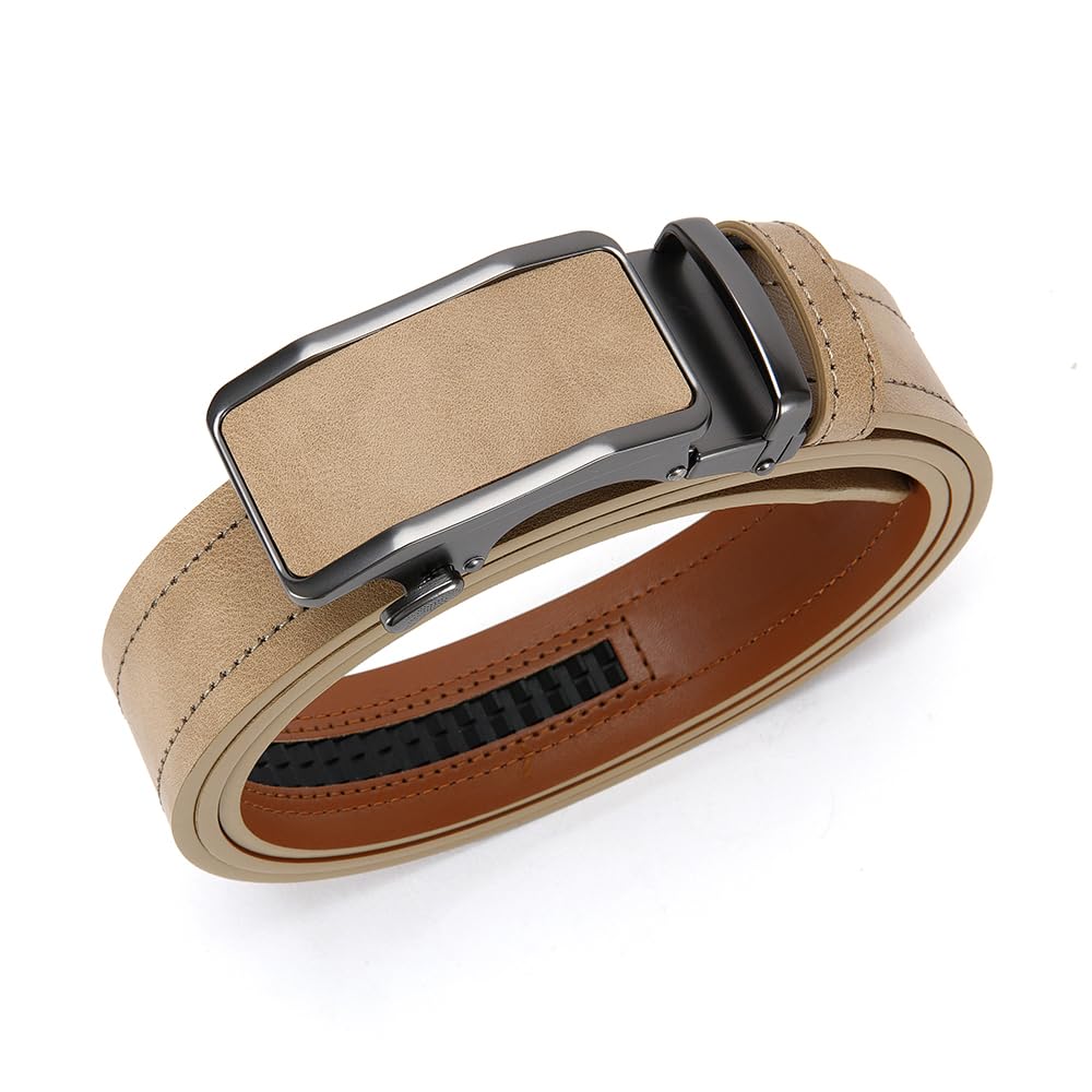 Mens Leather Ratchet Belt Casual Style Adjustable Buckle Cut To Fit