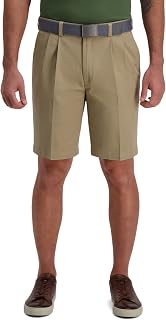 Haggar Men's Stretch Chino Pleat Front Walk Short, Khaki, 40