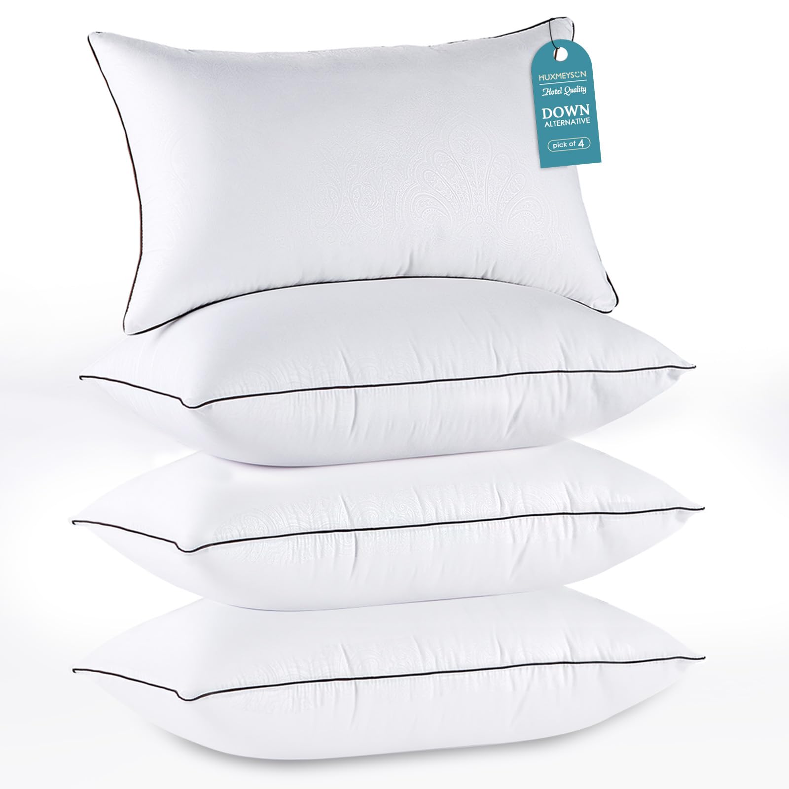 HUXMEYSON Pillows Standard Size Set of 4, Down Alternative Fill | OEKO-TEX Certi