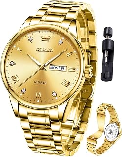 OLEVS Watches for Men Waterproof Luxury Analog Mens Watches Stainless Steel Business Fashion Mens Watch Big Face Dress Watches for Men Watch with Date(Blue/Black/Green/Gold Dial)