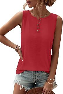 TICTICMIMI レディース タンクトップ 2026 ボタン 春夏 ノースリーブ Tシャツ ヘンリーシャツ クルーネック ベーシック アウトフィット 服