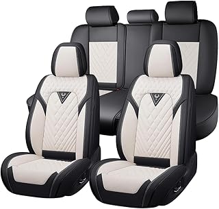 Car Seat Covers for Honda Accord 2000-2026, Premium Nappa Leather Waterproof & Anti-Slip, Full Coverage Customized fit Honda Accord Seat Covers (5 Seats Standard,Black-White)