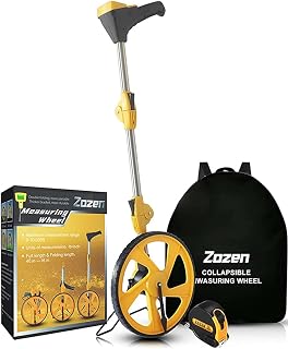 Zozen Measuring Wheel Digital Display, Feet/Meters, Foldable Measure Wheel | Backlit Display, Kickstand, Rolling Measurement Up to 9,999.99Ft/9,999.99M, Easy Carrying, Include Portable Backpack
