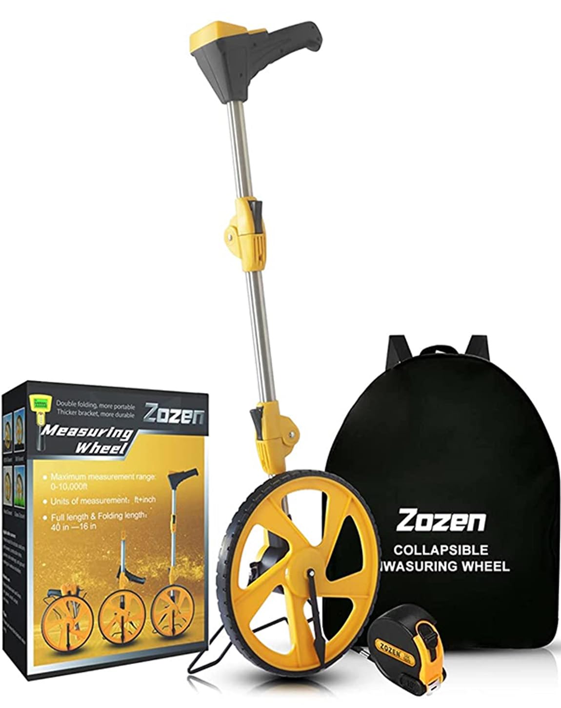 Zozen Measuring Wheel Digital Display, Feet/Meters, Foldable Measure Wheel | Bac