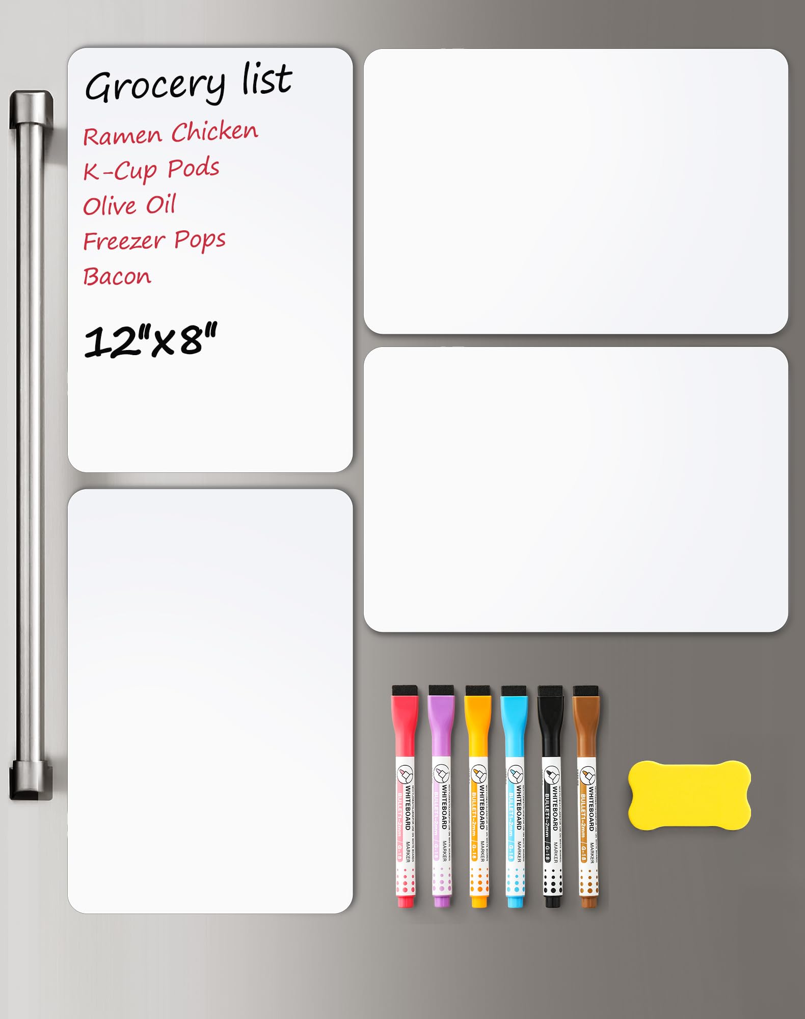4 PACK Magnetic Dry Erase Board Sheet for Fridge, 12"x8" Erasable Refrigerator W