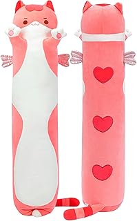 Mewaii Kids Body Pillow Pink Long Cat Plush 20 in, Extra Filling Soft Cute | Ultra-Soft Stretch Fabric, Cute cat Plushies, For Bedtime, Sofa Back Cushion, Pink Kids Body Pillow, Gift for Kids & Girls