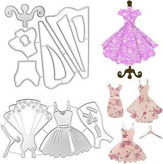 3 Pcs Princess Dress Metal Die Cuts for Women Girl, SENHAI Lady Dress Shirt Bowtie Bow Cutting Dies Cut Stencils for Card Making Embossing DIY Scrapbooking Decorative