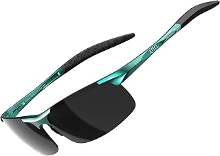 ATTCL 25g Polarised Sunglasses Mens Sports UV400 Protection AL-MG Metal | HD TAC lens,Anti Glare,Scratch Resistant,Lightweight,Rectangular,Wrap Around,Non-Slip Temples,Cycling,Running,Golf,Driving