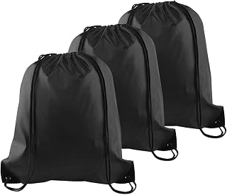 YSUY 3-Pack Black Drawstring Gym Bags, Bags Sports Cinch Sack String Bag, Bulk Swimming String Bags, Draw String Backpack Suitable for Sports, Gym, Travel, Swimming, Beach
