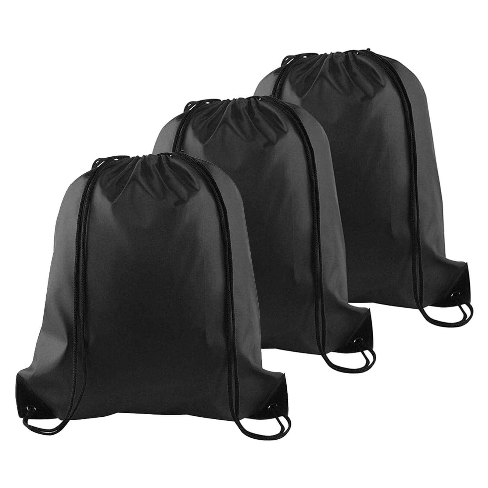 YSUY 3-Pack Black Drawstring Gym Bags, Bags Sports Cinch Sack String Bag, Bulk S