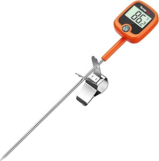 TempPro TempDip 1 Sec Candy Thermometer Digital with Pot Clip & Large LCD | 10" Long Probe Instant Read Oil Frying Deep Fryer Thermometer, Waterproof Cooking Meat Food Chocolate Thermometer for Brewing