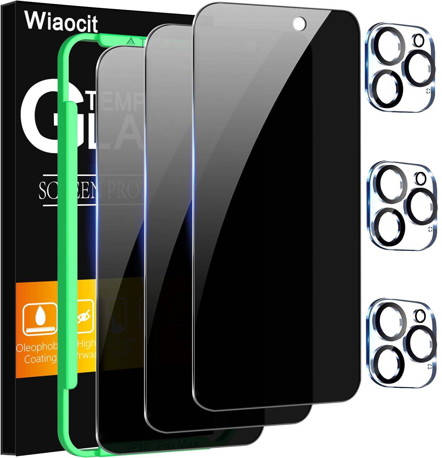 Wiaocit Tempered Glass Privacy Screen Protector for iPhone 16 Pro Max