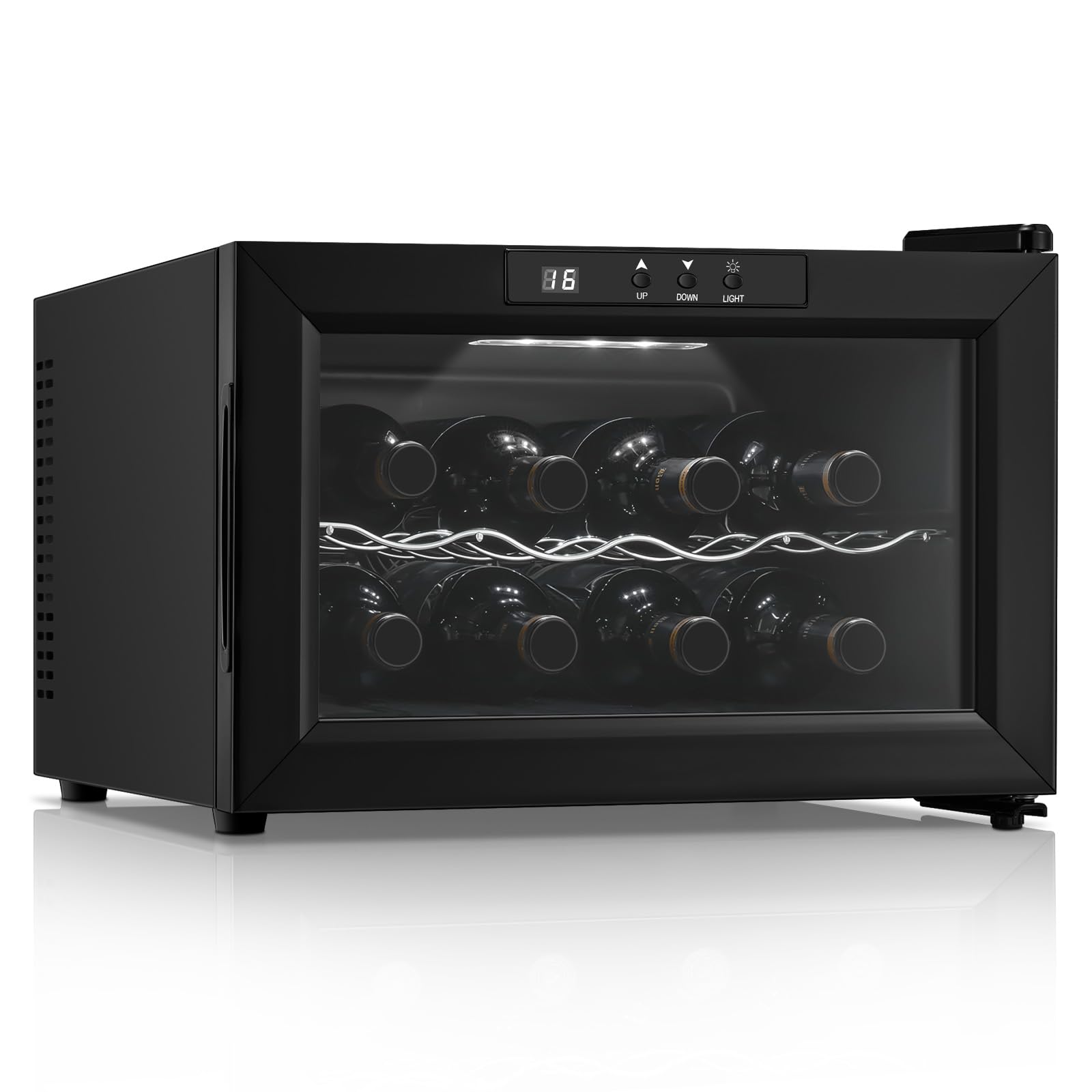 FOHERE Wine Cooler Fridge 8 Bottles, Table-Top Wine Fridge with Glass Door, 22 L