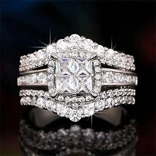 Gorgeous Princess Cut Cubic Zirconia Rings for Women Luxury Engagement Party Jewelry