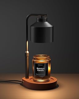 Candle Warmer Lamp with Timer & Dimmer Compatible with Yankee Candles, Adjustable Height Candle Warmer for Jar Candles, Wax Melt Lamp for Home Decor & Gifts,Candle Light Warmer with 2 Bulbs,Black