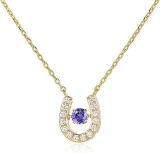 ARSIS Horseshoe Necklace, Women's, 18K Gold Plated, Birthstone Color, Cubic Zirconia, Lucky Motif, Adjustable Amulet Pendant, Stackable, Original Design, Valentine's Day, White Day, Return for School