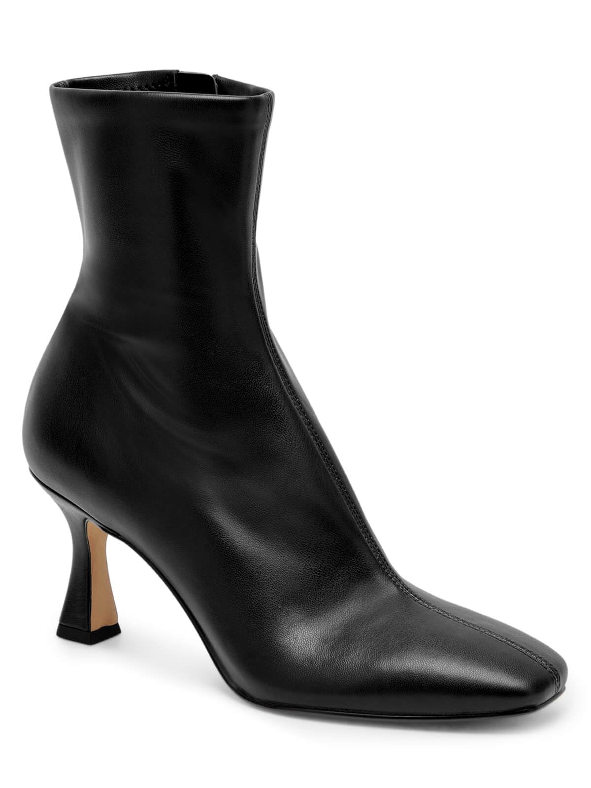Coutgo Womens Kitten Heel Ankle Boots Square Toe Side Zipper Ankle Booties Elega