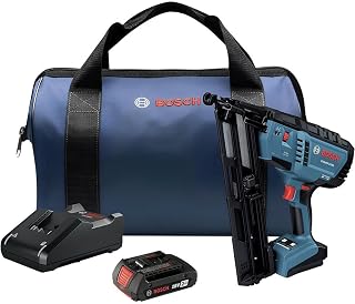 Bosch 18V 15 Gauge Angled Finish Nailer Kit, (Renewed) | Cordless Power, One-Handed Activation, Tool-Free Jam Clearing, with 2 Ah Power Battery and Charger