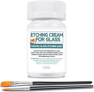 3.5oz Glass Etch Starter Cream Kit, Mirrors, Ceramics, Porcelain, Marble, and Slate - for Makers, Creators, Crafters, DIY'ers of All Ages & Experience Levels. Smooth Formula and Fast Acting