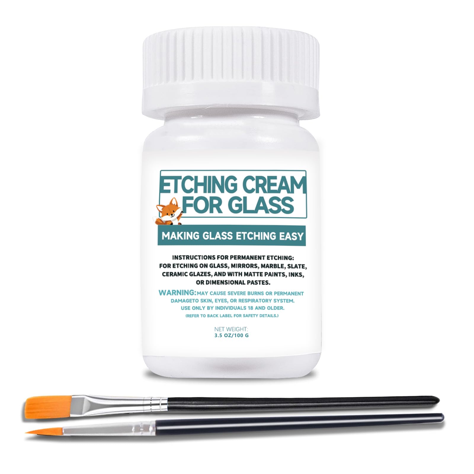 3.5oz Glass Etch Starter Cream Kit, Mirrors, Ceramics, Porcelain, Marble, and Sl
