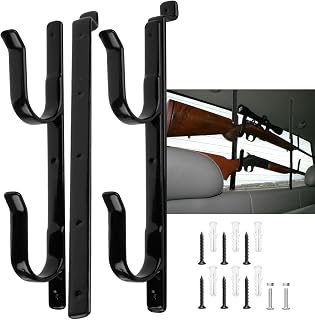 MIND&amp;ACTION Gun Rack for Truck, Gun Rack for Wall Mount, Truck Gun Holder for Rear Window, Metal Adjustable Gun Hangers Hooks for Two Shotguns, Rifles, Bows, or Tools