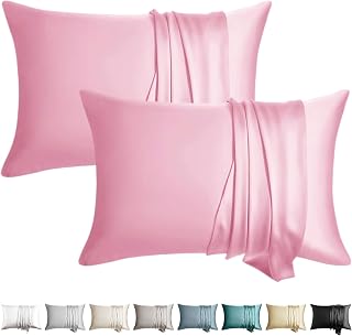 Silk Pillowcase for Hair and Skin Toddler Size 2 Pack Mulberry Silk Pillow Case 13 x 18 Inches Highest 6A Silk Kids/Travel Pillow Cover Soft Breathable Cooling with Hidden Zipper, Pink