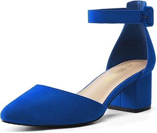 DREAM PAIRS Women's Closed Toe Low Block Heel Pumps