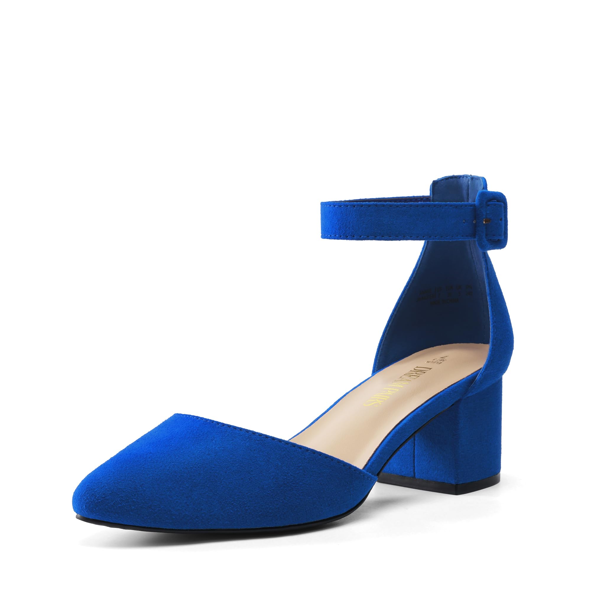 DREAM PAIRS Women's Closed Toe Low Block Heel Pumps