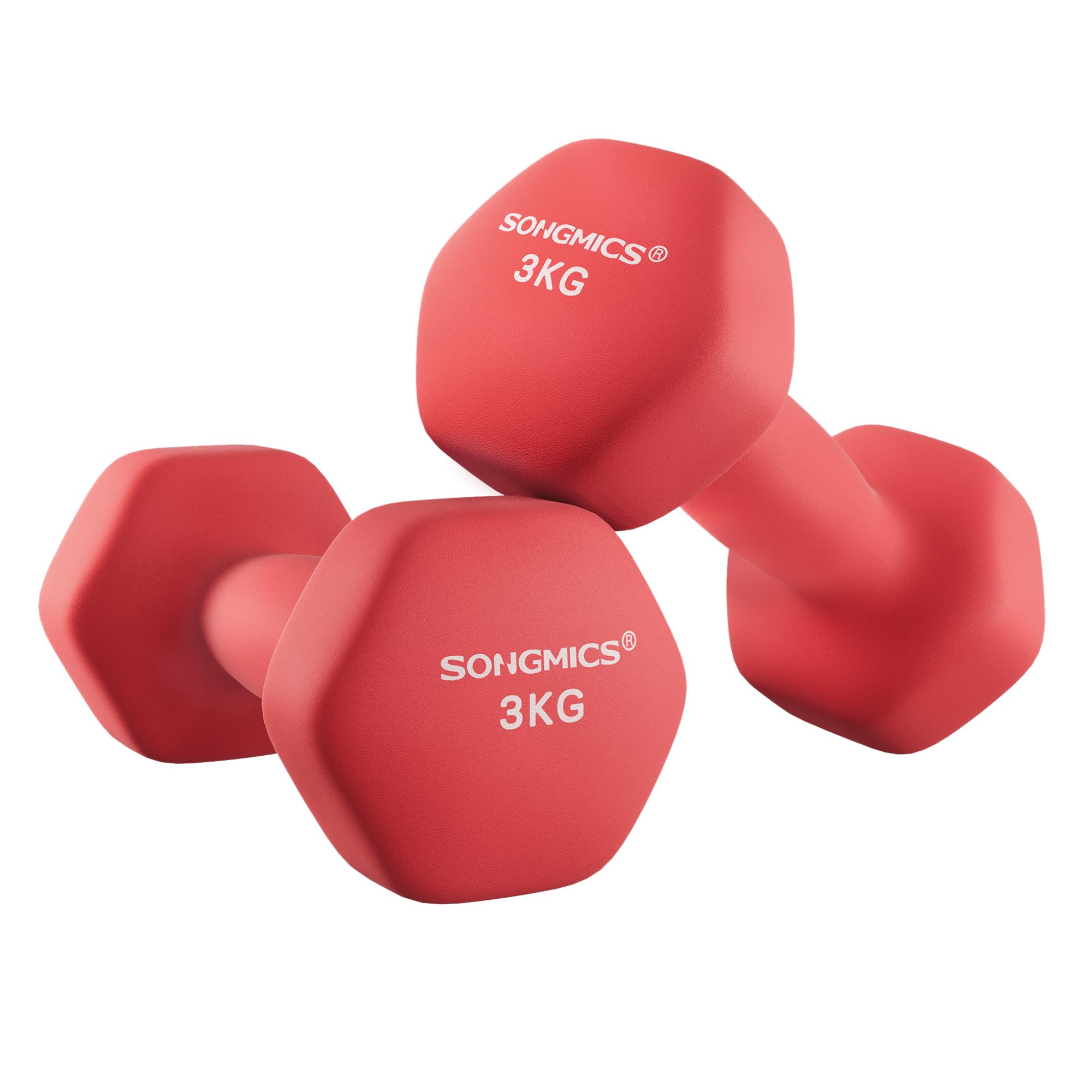SONGMICS Set of 2 Hex Dumbbells with Neoprene Coating for Strength Training, Fit