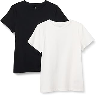 Amazon Essentials Damen Kurzarm-T-Shirt mit Rundhalsausschnitt, Regular Fit aus 100% Baumwolle