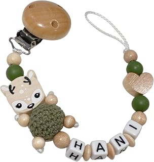 Dummy Strap with Name for Girls and Boys Personalised Baby Gifts (Deer Pink)