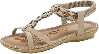 Women Summer Flat Sandals Casual Comfortable H-Strap Flip Flops With Elastic Ankle Strap For Beach