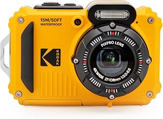 Kodak PIXPRO WPZ2 16MP Waterproof Digital Camera, 15m, 4X Zoom, Yellow | 1080p Full HD video, Wi-Fi sharing, 27mm wide angle lens, 2.7 inch LCD, shockproof to 2m