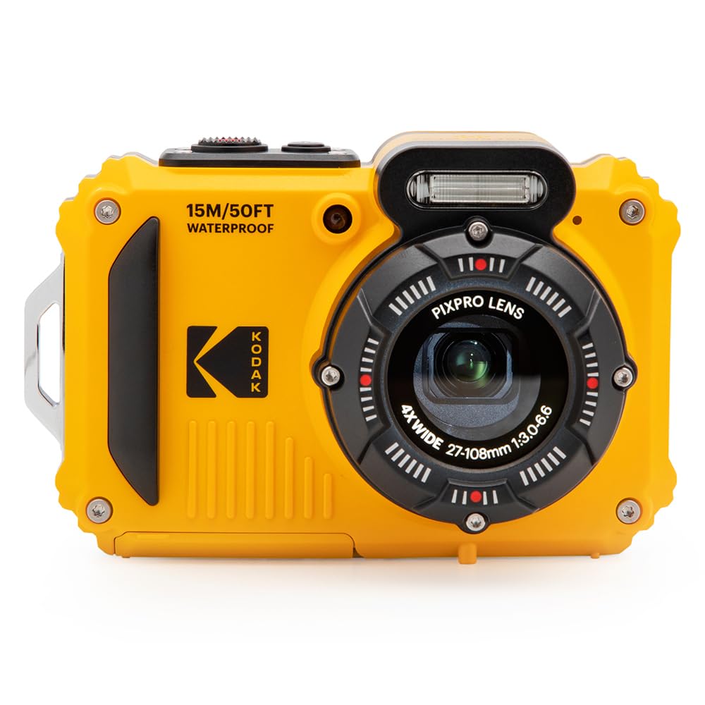 Kodak PIXPRO WPZ2 16MP Waterproof Digital Camera, 15m, 4X Zoom, Yellow | 1080p F