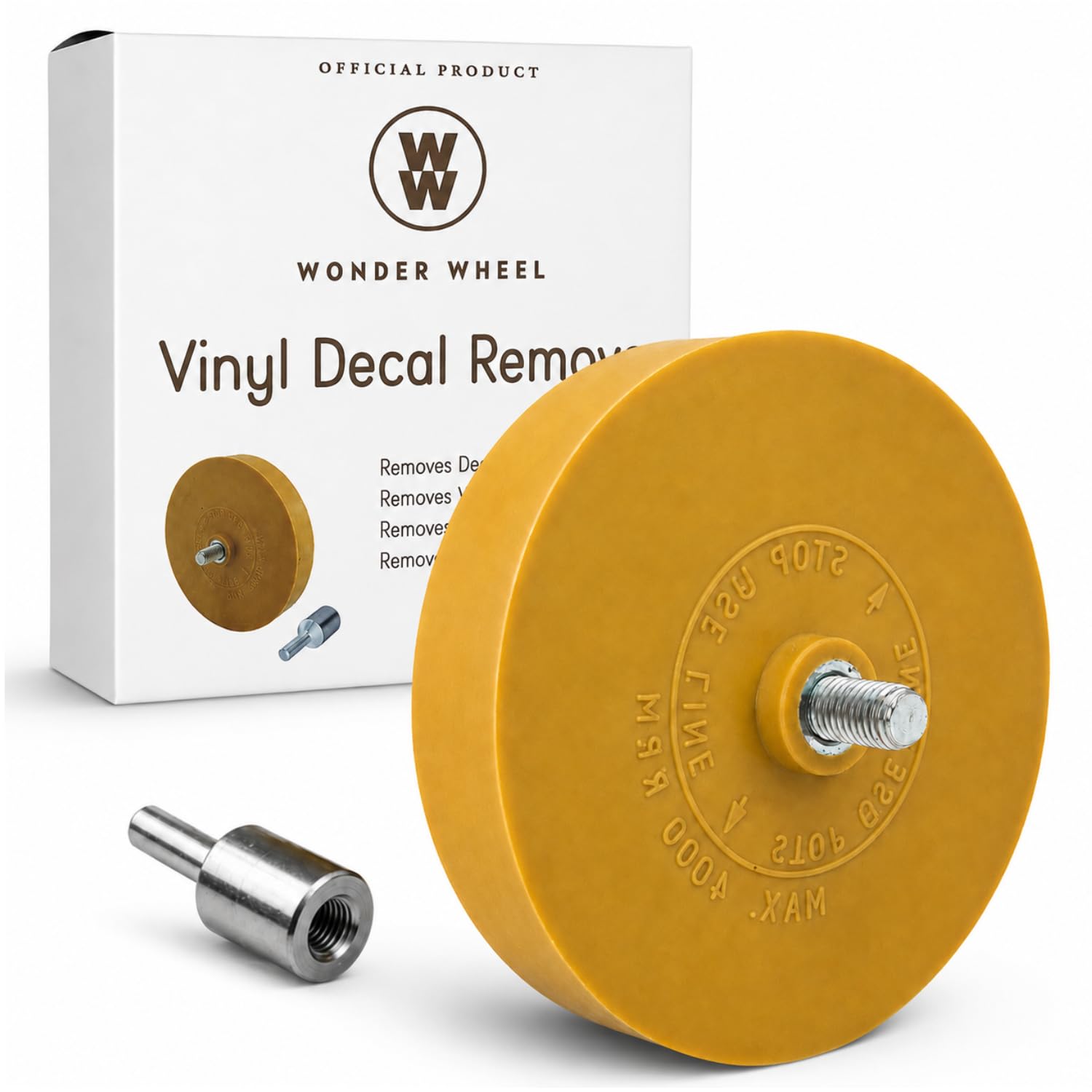 Decal Eraser Wheel for Drill | Rubber Eraser Wheel w/Drill Adapter | Solid | 4&q