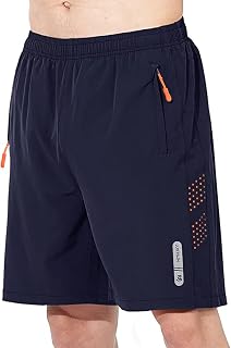 JustSun Men's Sports Shorts, Quick-Drying, Lightweight, Breathable with Zip