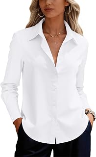 siliteelon Button Down Shirts Dress Shirts for Women Long Sleeve Womens Work Shirts Regular Fit Cotton Dress Shirts