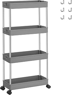 SONGMICS 4 Tier Storage Cart, 40 x 13 x 86 cm, Dove Grey