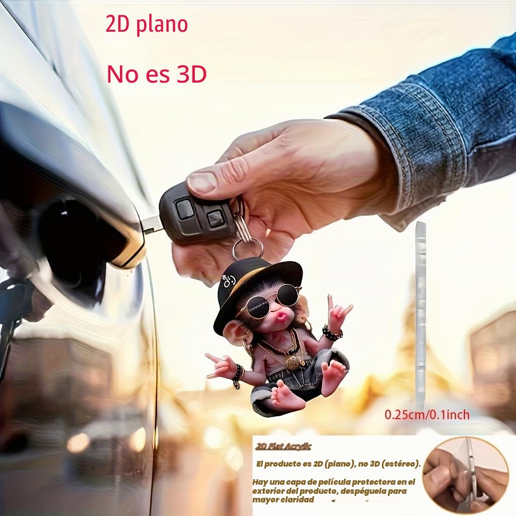 2D Flat Acrylic Car Charm Keychain Multifunctional Christmas Ornaments Gift for 