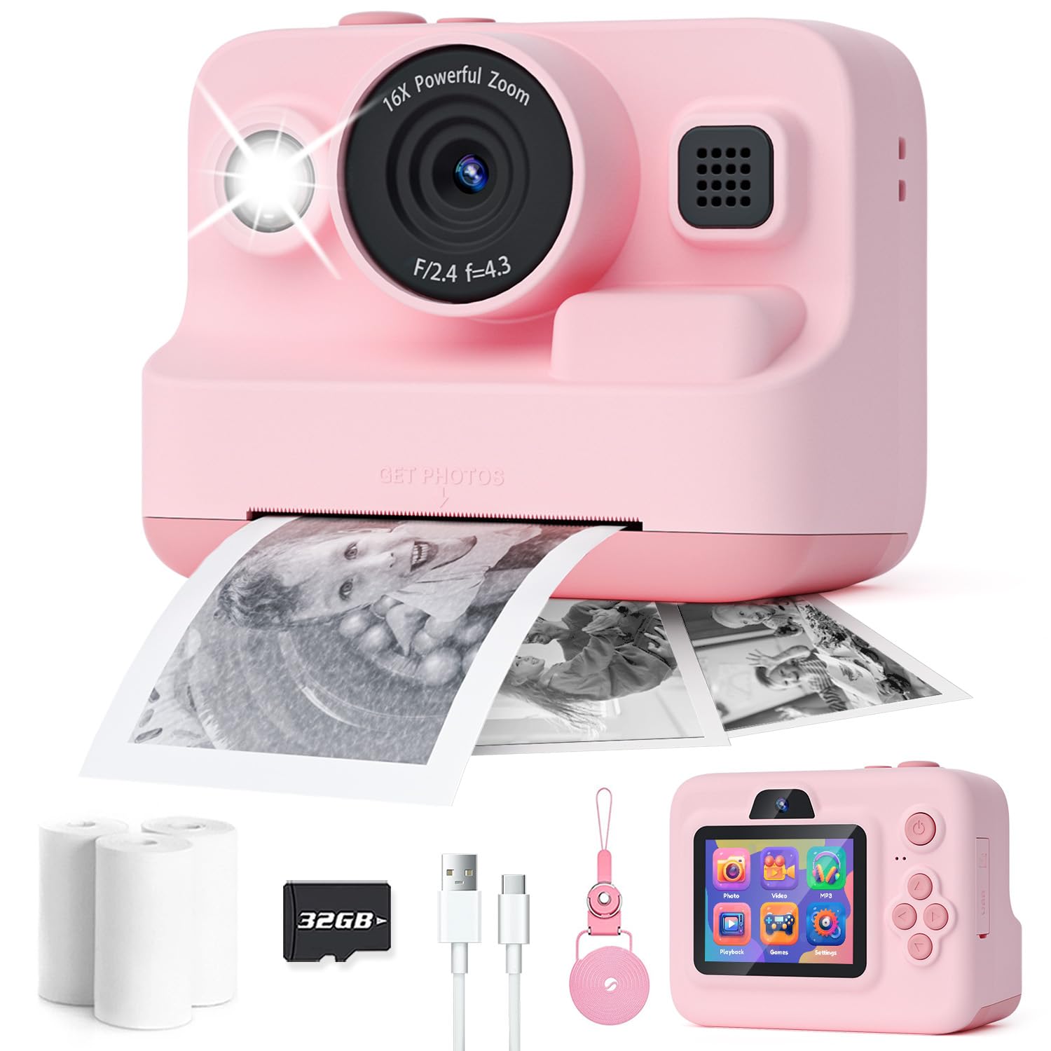 Dylanto Kids Camera Instant Print,1080P Kids Instant Cameras that Print Photos,C