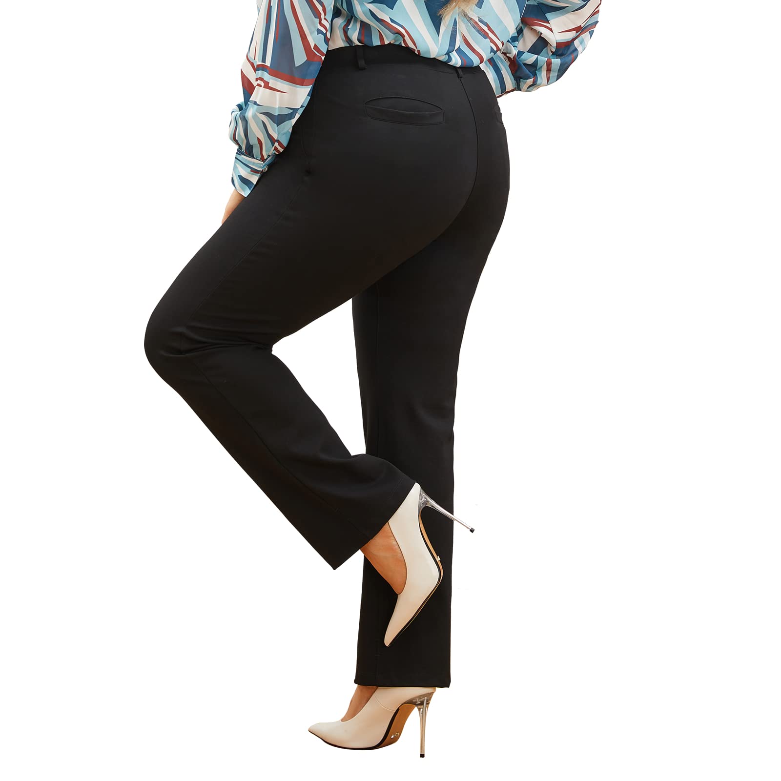 DGD Plus Size Women's Straight-Leg Dress Pants - Slacks for Business Casual,Work