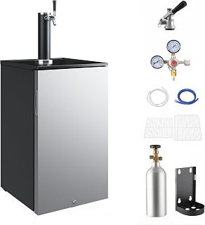 IDEALHOUSE Commercial Draft Beer Kegerator, Keg Refrigerator for D System | Full‑Size Complete Kit with 5 Lbs CO2 Tank, Compatible with 2 Sixth Kegs / 2 Ball Lock Homebrew Kegs