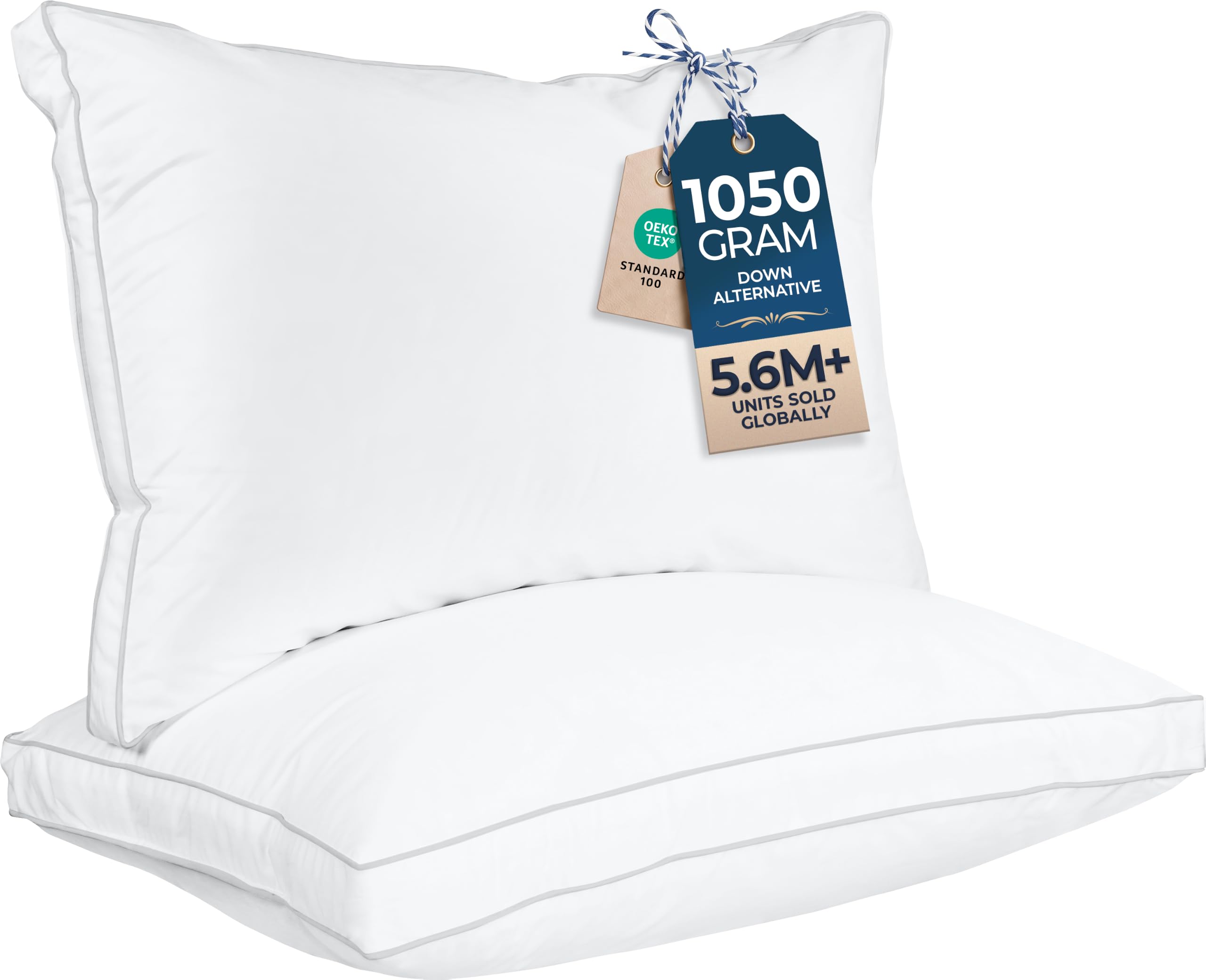 Utopia Bedding Gusset Bed Pillow, Hotel Pillows Queen Size Set of 2, White | Cot