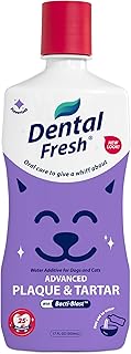 Dental Fresh Water Additive - Plaque & Tartar Care for Dogs & Cats - 17 oz | Flavorless, Scent-Free, Built-In Measuring Cap, Sugar-Free, Alcohol-Free, For Pets 12 Weeks+