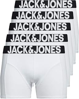 JACK & JONES 12204864 Men's Underpants, 5 Pairs of Boxer Shorts, White, Black, Blue, Grey Trunks