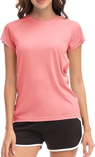 MEETWEE Swim Shirts for Women, Short & Long Sleeve T Shirt Athletic Casual Tops Quick Dry UPF 50+ Running Surfing Workout Yoga Sun Tee Shirts