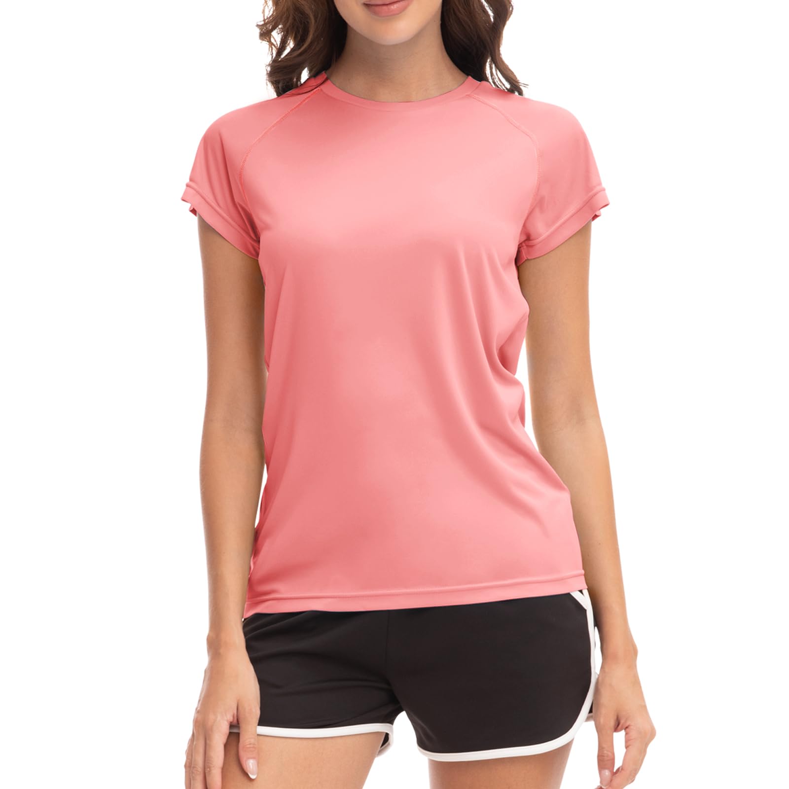 MEETWEE Swim Shirts for Women, Short & Long Sleeve T Shirt Athletic Casual Tops 
