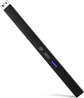 VEHHE Electric Lighter, USB-C Rechargeable, Windproof Pulse, Safety Lock | Black | Gas Free and Oil Free | LED Battery Display | Suitable for Candle BBQ Camping Festivals