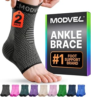 Modvel Foot & Ankle Brace Socks for Sprained Ankle Compression Sleeve - Foot Support for Women & Men - Tendonitis & Arthritis Ankle Brace Sports Running, Torn Ligaments & Women Stabilizing Ankle Wrap