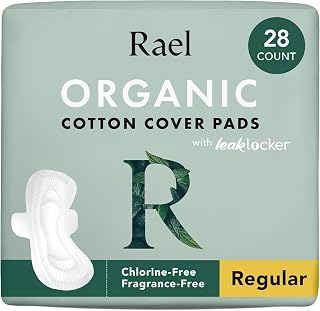 Rael Organic Cotton Cover Sanitary Towels, Regular Flow (Regular, 28 Count) | Period Pads with Wings, Regular Absorbency, Ultra Thin, Unscented, Hypoallergenic, Vegan, Cruelty Free